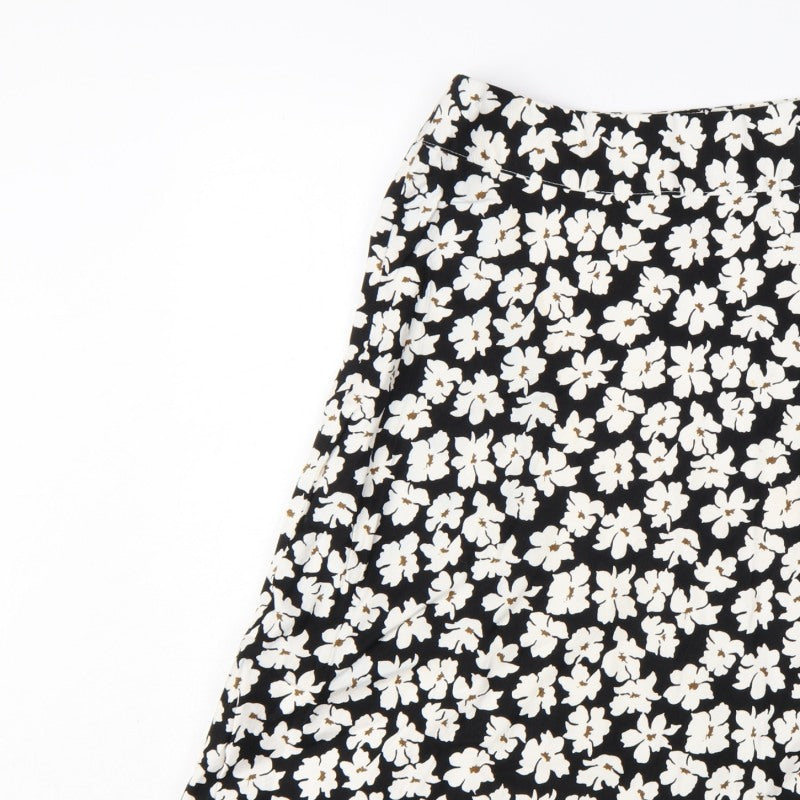 Cotswold Collections Women Black Floral A-Line Knee Length Skirt UK 16