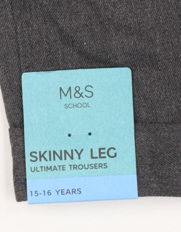 Marks and Spencer Boys Grey 15-16 Years Skinny Leg School Trousers NWT