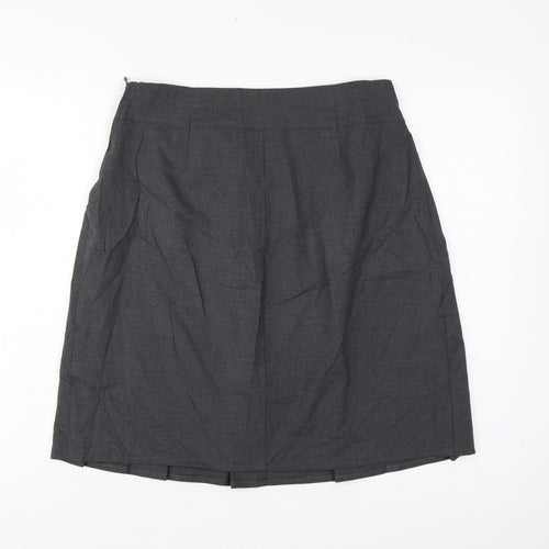 M&S Girls Grey School Pleated Skirt 15-16 Years Button Front NWT
