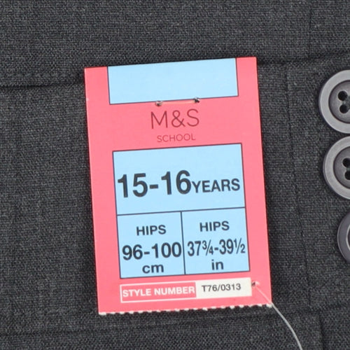 M&S Girls Grey School Pleated Skirt 15-16 Years Button Front NWT