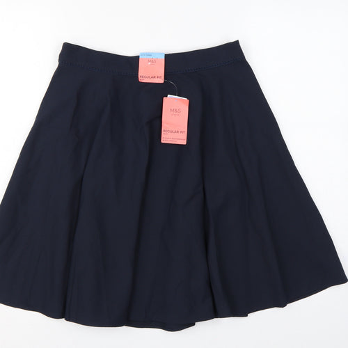 Marks & Spencer Girls Navy 15-16 Years Regular Fit Pleated School Skirt
