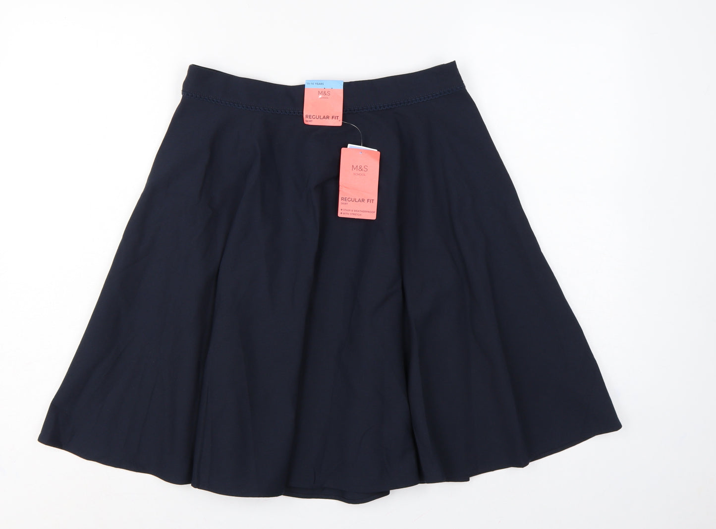 Marks & Spencer Girls Navy 15-16 Years Regular Fit Pleated School Skirt