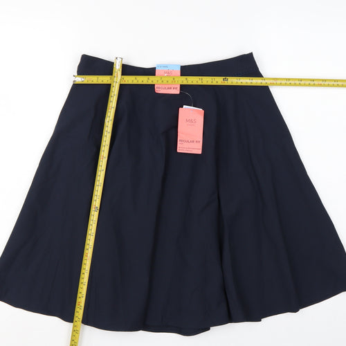 Marks & Spencer Girls Navy 15-16 Years Regular Fit Pleated School Skirt