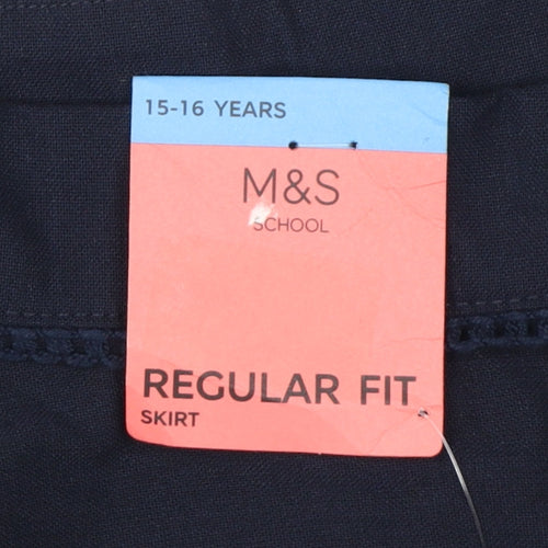 Marks & Spencer Girls Navy 15-16 Years Regular Fit Pleated School Skirt