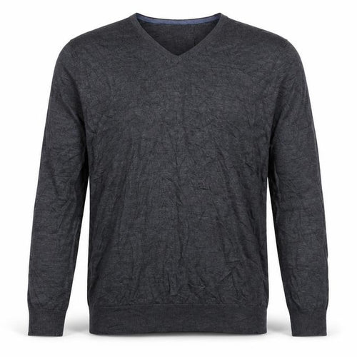 Marks and Spencer Men's Grey L Merino Wool V-Neck Pullover Jumper