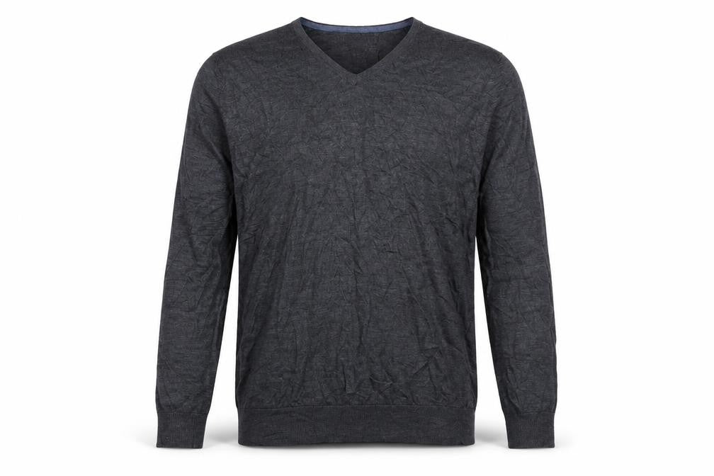 Marks and Spencer Men's Grey L Merino Wool V-Neck Pullover Jumper
