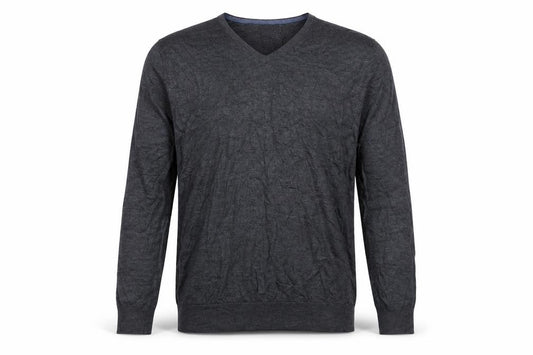 Marks and Spencer Men's Grey L Merino Wool V-Neck Pullover Jumper