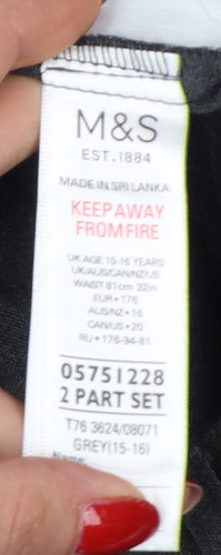 Marks & Spencer Boys Grey School Uniform Trousers 15-16 Years 32in Waist