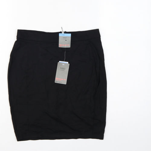 Marks & Spencer Girls Black 15-16 Years Regular Fit School Stretch Skirt