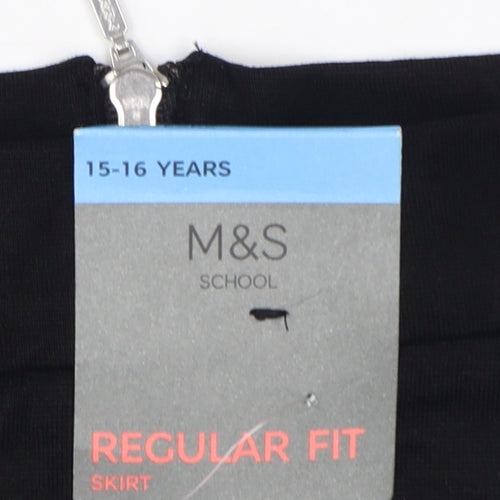 Marks & Spencer Girls Black 15-16 Years Regular Fit School Stretch Skirt