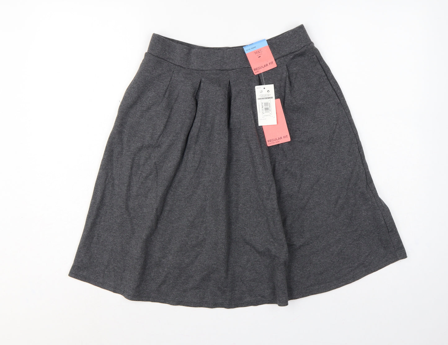 Marks and Spencer Girls Grey 15-16 Years Regular Fit School Uniform Skirt