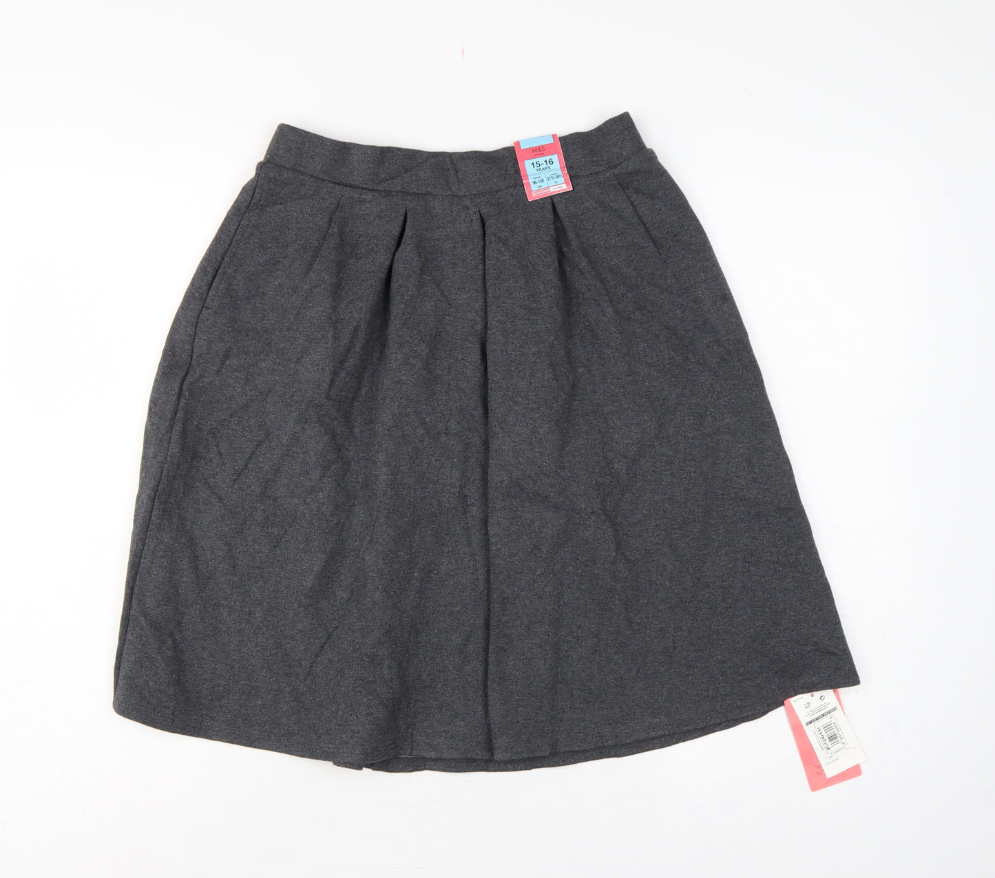 Marks & Spencer Girls Grey Pleated School Uniform Skirt 15-16 Years NWT