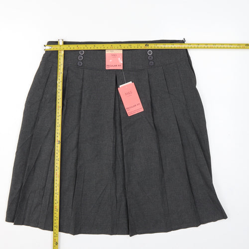 Marks and Spencer Girls Grey 16 Years Pleated Regular Fit School Skirt NWT