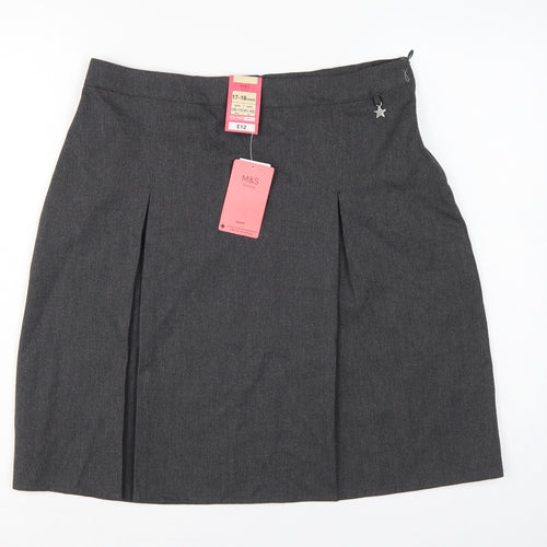 Marks & Spencer Girls Grey 17-18 Years Pleated School Uniform Skirt