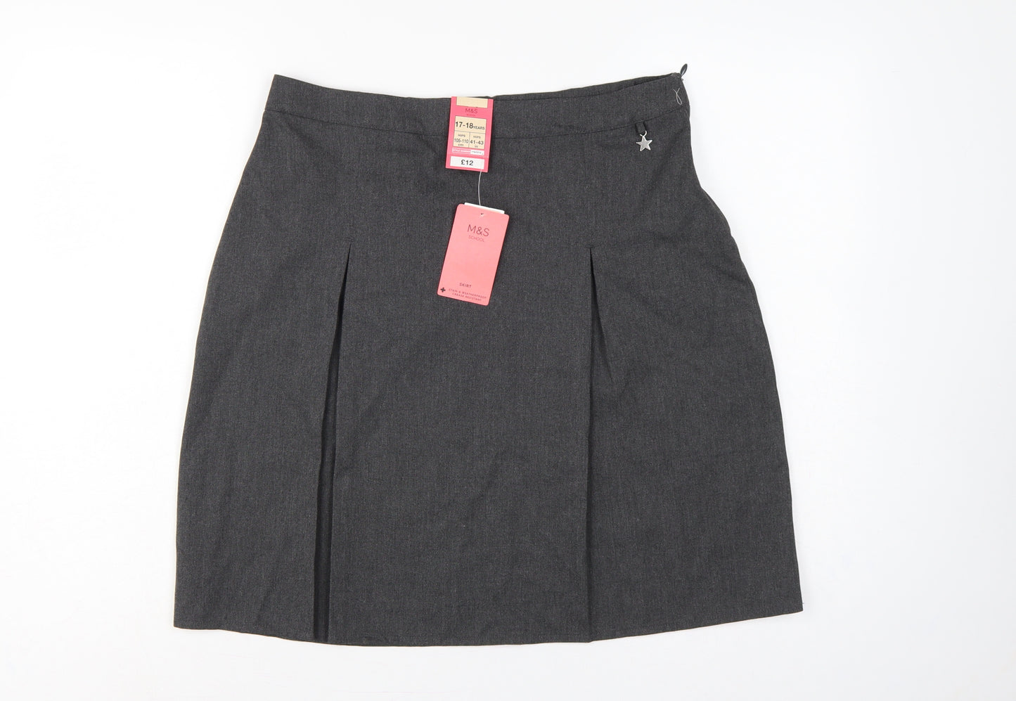 Marks & Spencer Girls Grey 17-18 Years Pleated School Uniform Skirt