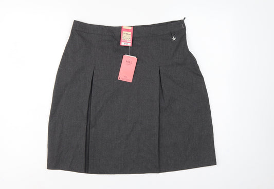 Front view of Marks & Spencer girls’ grey 17-18 years pleated school uniform skirt