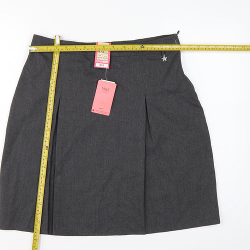 Marks & Spencer Girls Grey 17-18 Years Pleated School Uniform Skirt