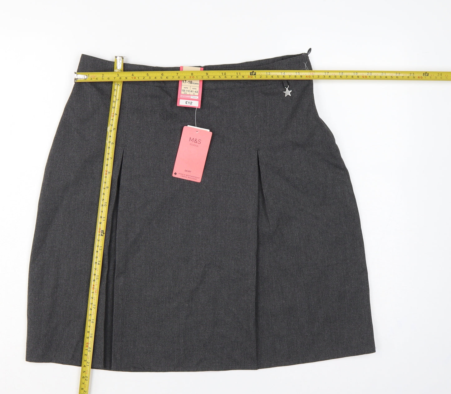 Marks & Spencer Girls Grey 17-18 Years Pleated School Uniform Skirt