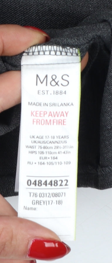Marks & Spencer Girls Grey 17-18 Years Pleated School Uniform Skirt