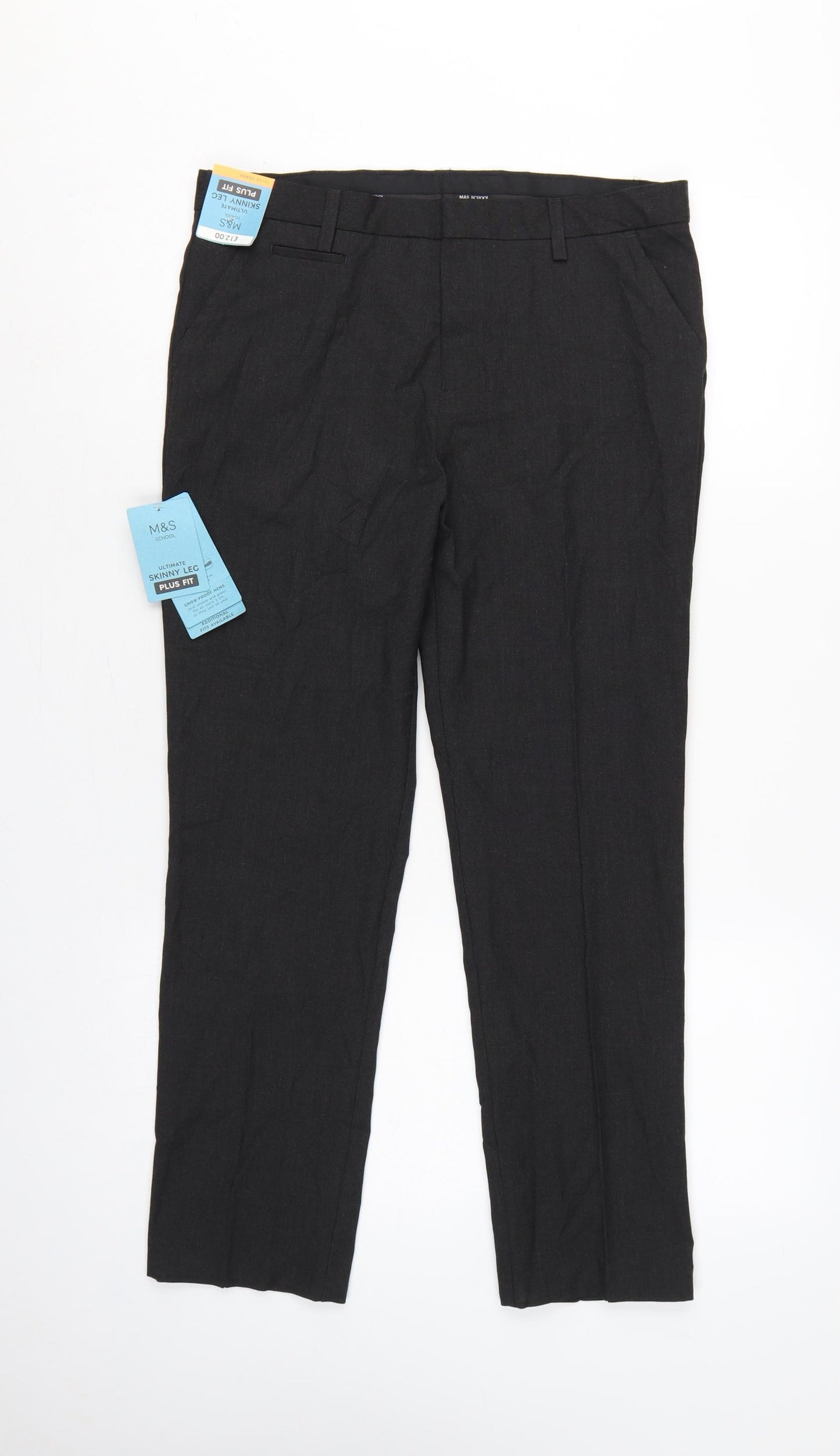 Marks and Spencer Boys Black 11-12 Years Plus Fit Skinny School Trousers