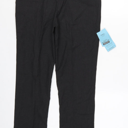 Marks and Spencer Boys Black 11-12 Years Plus Fit Skinny School Trousers