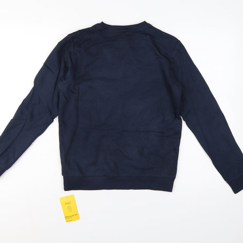 Marks and Spencer Boys Blue 11-12 Years Regular Fit School Sweatshirt