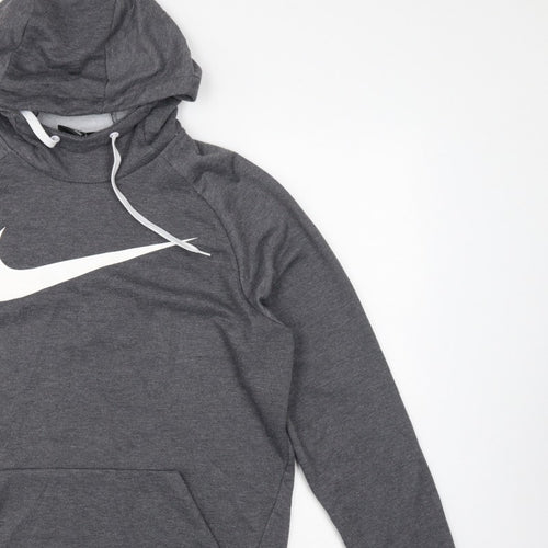 Nike Men's Grey M Dri-FIT Swoosh Pullover Hoodie Graphic Print