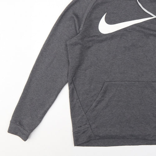 Nike Men's Grey M Dri-FIT Swoosh Pullover Hoodie Graphic Print