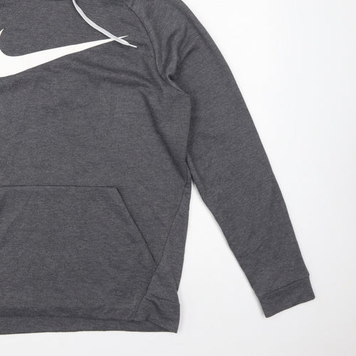 Nike Men's Grey M Dri-FIT Swoosh Pullover Hoodie Graphic Print