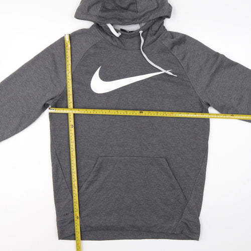 Nike Men's Grey M Dri-FIT Swoosh Pullover Hoodie Graphic Print