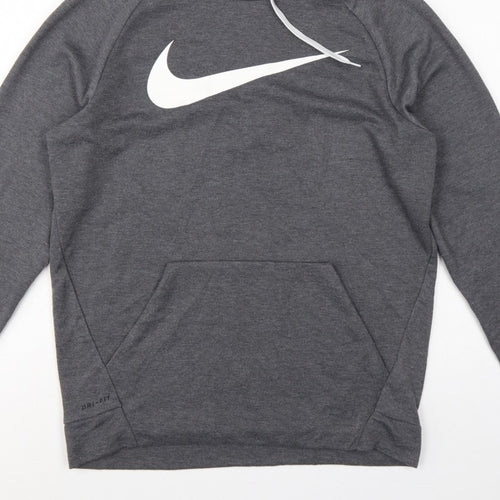 Nike Men's Grey M Dri-FIT Swoosh Pullover Hoodie Graphic Print