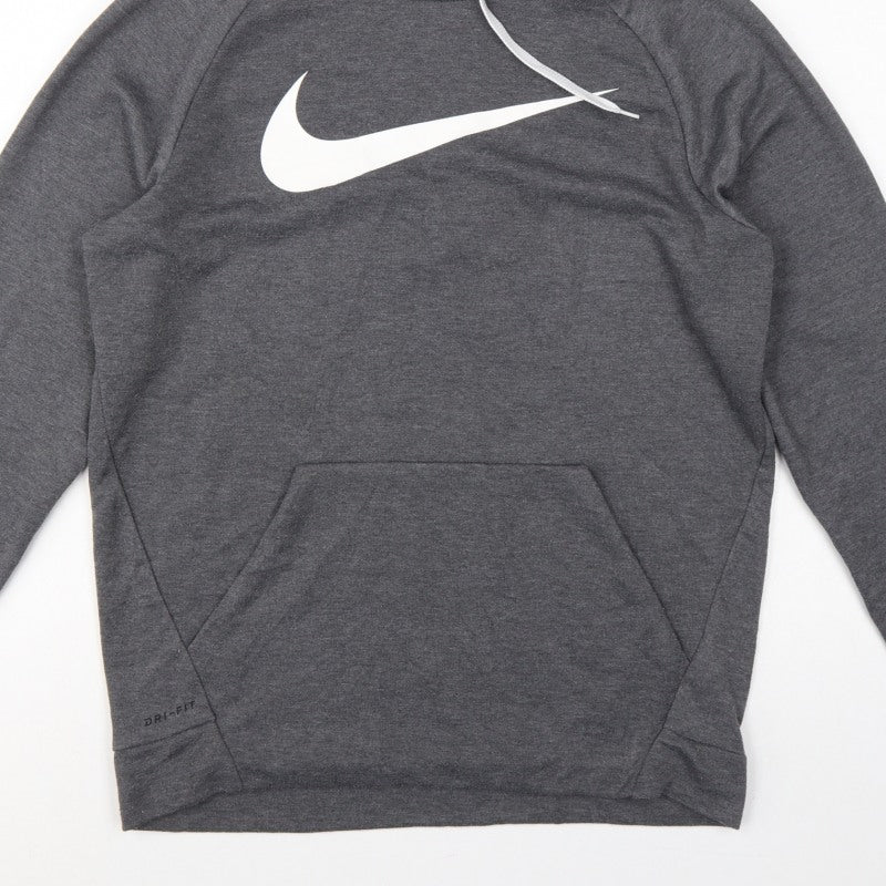 Nike Men's Grey M Dri-FIT Swoosh Pullover Hoodie Graphic Print