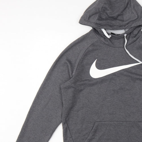 Nike Men's Grey M Dri-FIT Swoosh Pullover Hoodie Graphic Print