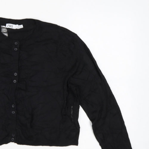 Zara Women’s Black Size 8 Cable Knit Button Cardigan Long Sleeve