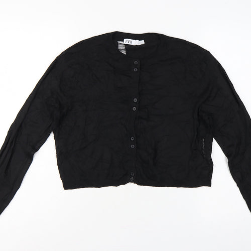 Zara Women’s Black Size 8 Cable Knit Button Cardigan Long Sleeve