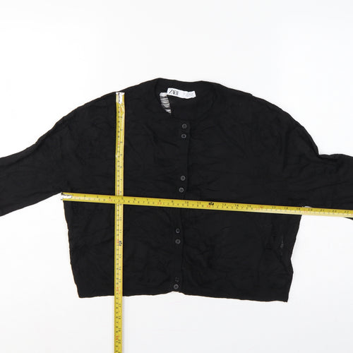 Zara Women’s Black Size 8 Cable Knit Button Cardigan Long Sleeve