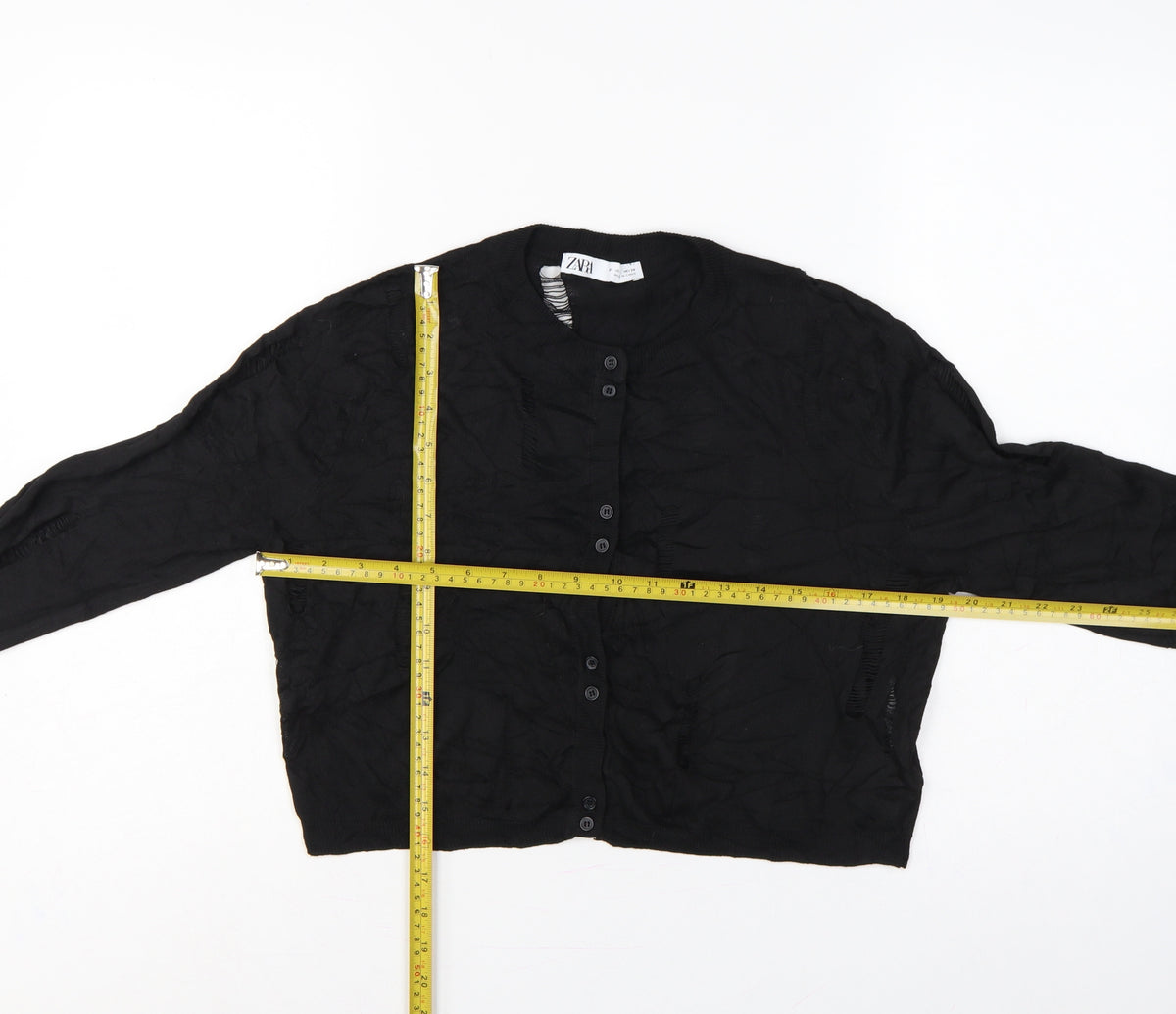 Zara Women’s Black Size 8 Cable Knit Button Cardigan Long Sleeve