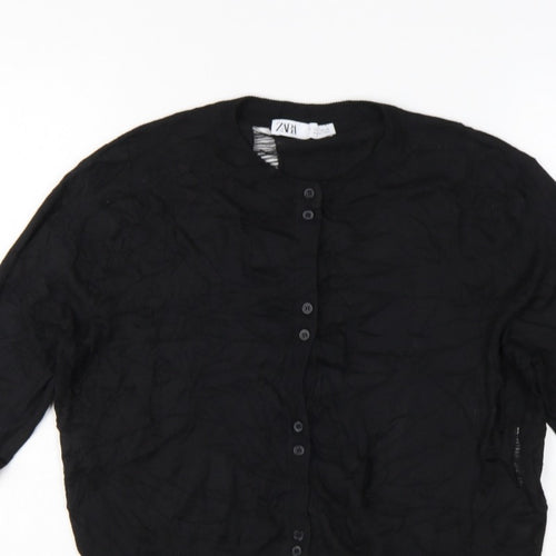 Zara Women’s Black Size 8 Cable Knit Button Cardigan Long Sleeve