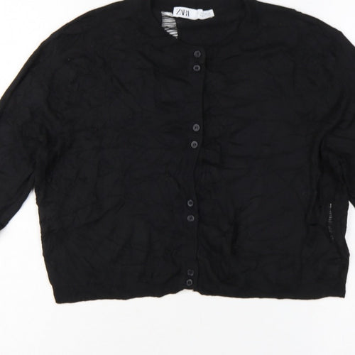 Zara Women’s Black Size 8 Cable Knit Button Cardigan Long Sleeve