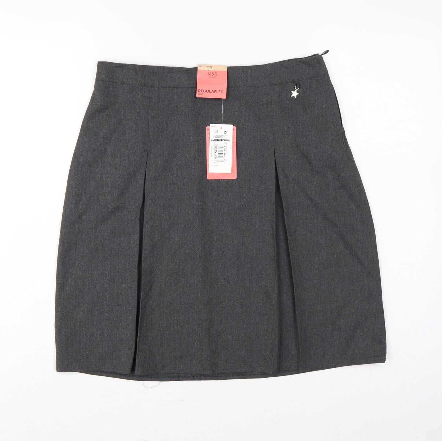 Marks and Spencer Girls Grey School Skirt 16-17 Years Regular Fit Pleated