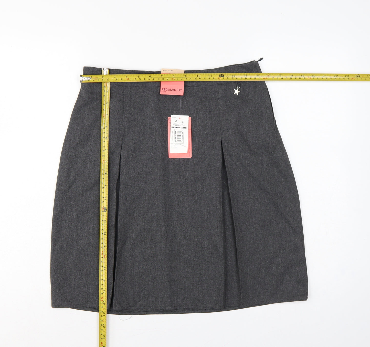 Marks and Spencer Girls Grey School Skirt 16-17 Years Regular Fit Pleated