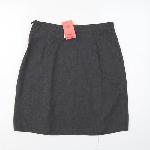 Marks and Spencer Girls Grey School Skirt 16-17 Years Regular Fit Pleated