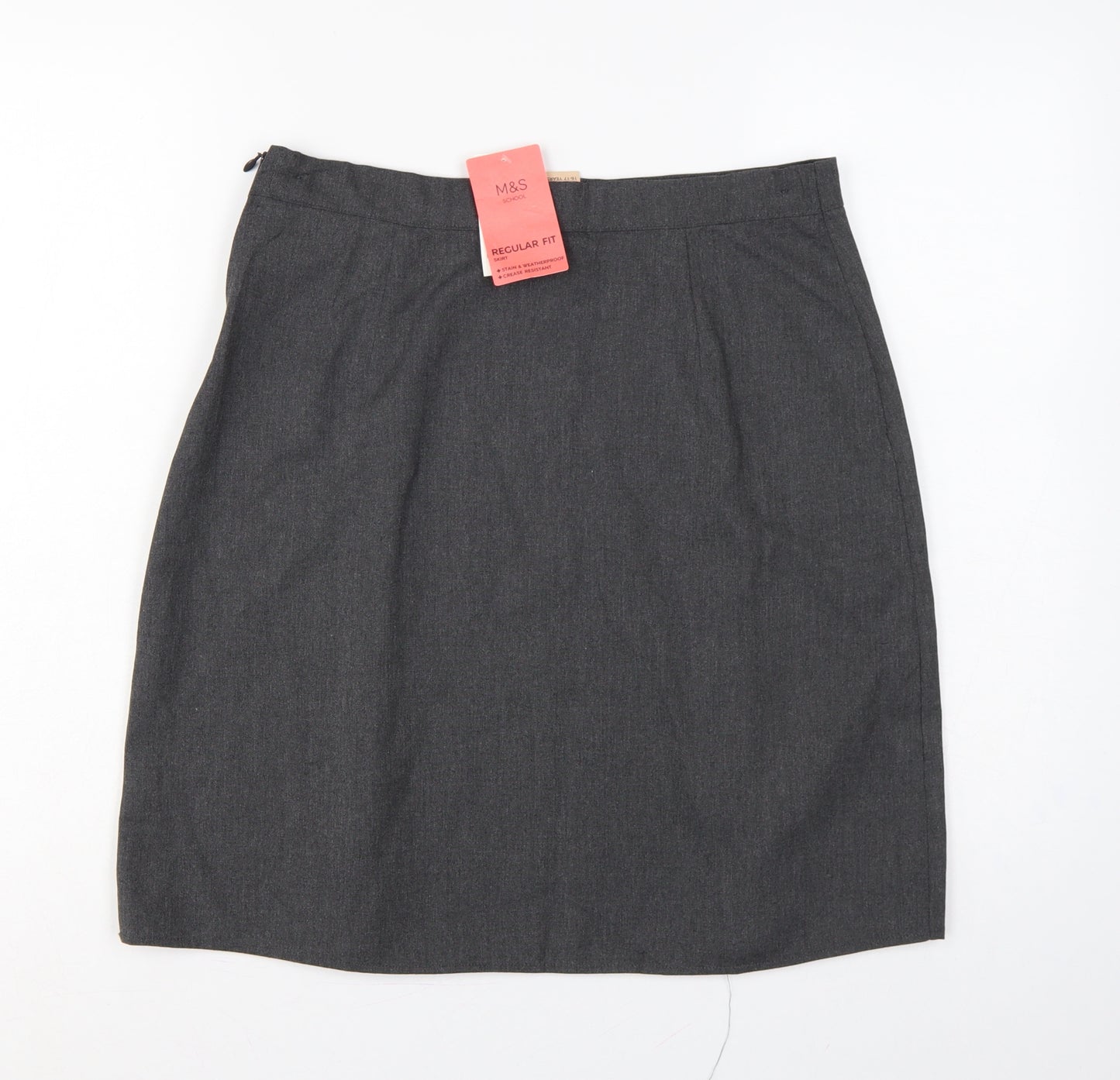 Marks and Spencer Girls Grey School Skirt 16-17 Years Regular Fit Pleated