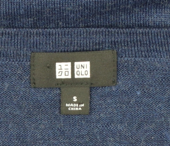 UNIQLO Men’s Blue S Pure New Wool V-Neck Pullover Jumper