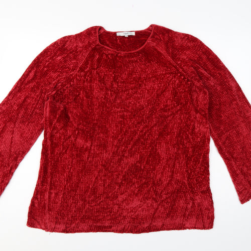 Next Women Red L Chenille Knit Raglan Crew Neck Pullover Jumper