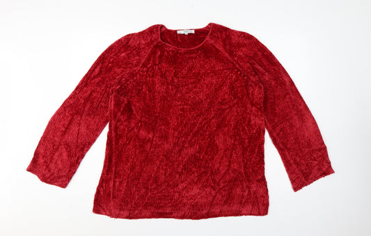 Next Women Red L Chenille Knit Raglan Crew Neck Pullover Jumper