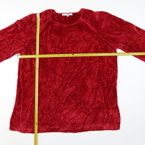 Next Women Red L Chenille Knit Raglan Crew Neck Pullover Jumper