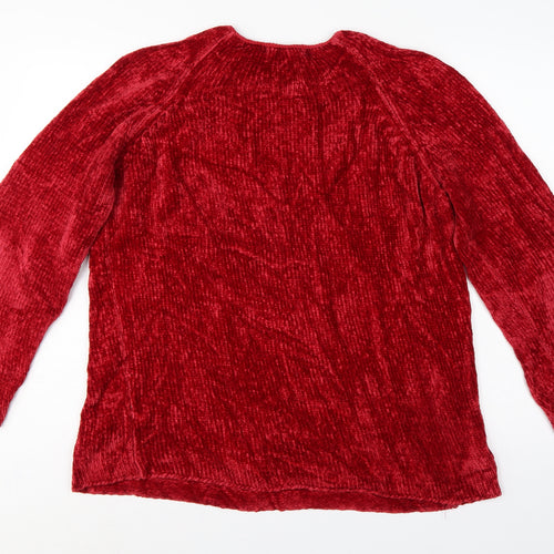 Next Women Red L Chenille Knit Raglan Crew Neck Pullover Jumper