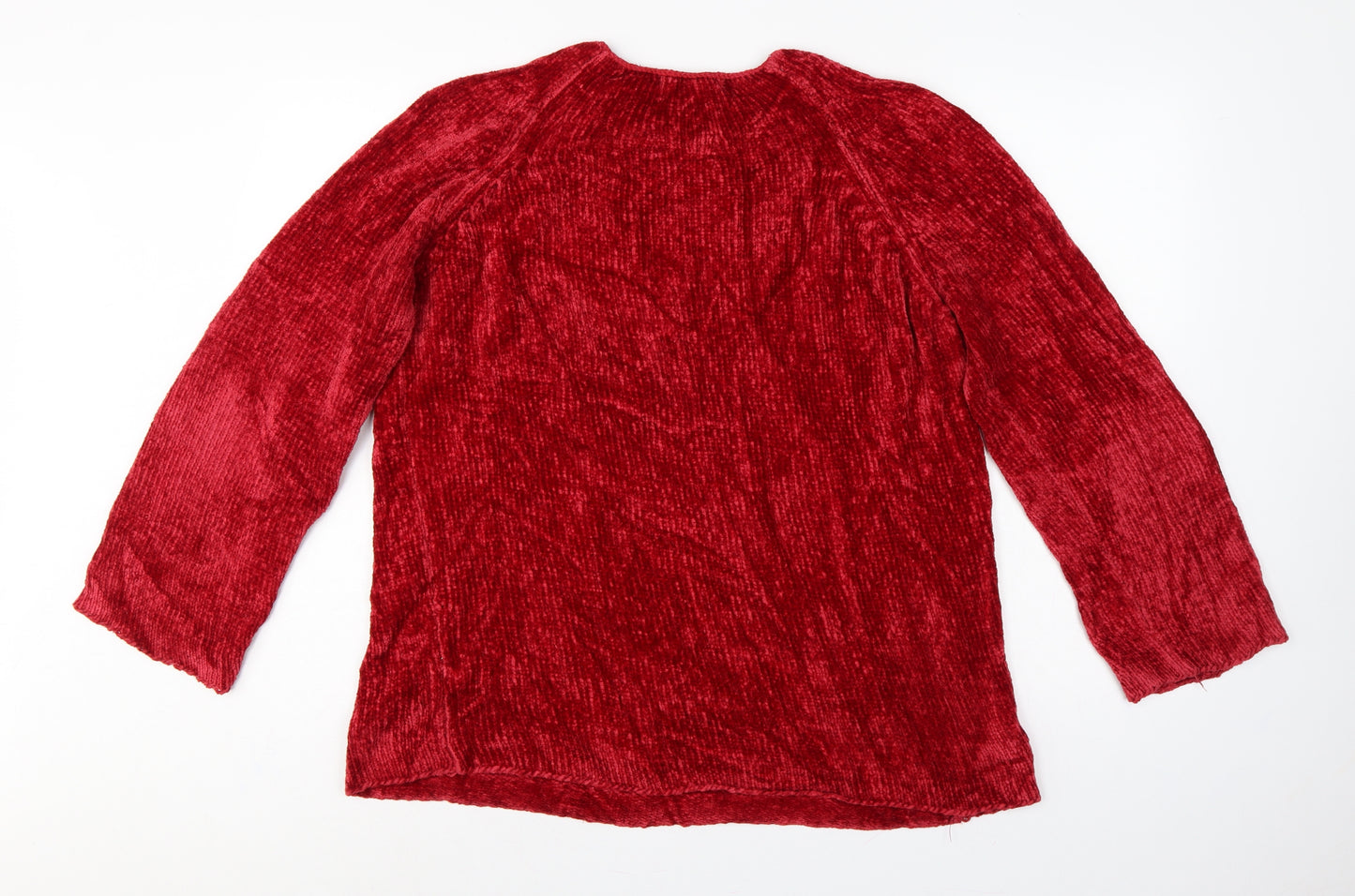 Next Women Red L Chenille Knit Raglan Crew Neck Pullover Jumper