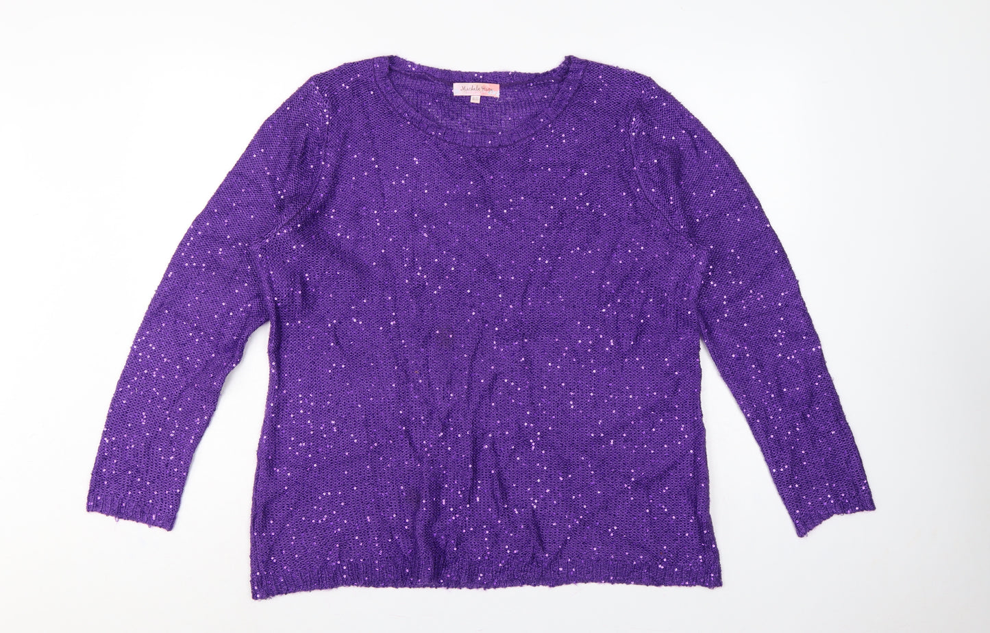Michelle Hope Women’s Purple Sequin Knit Pullover Jumper UK 18/20